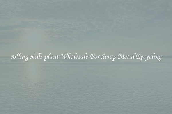 rolling mills plant Wholesale For Scrap Metal Recycling