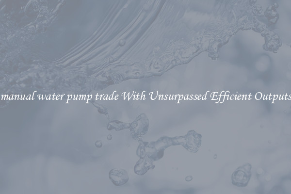 manual water pump trade With Unsurpassed Efficient Outputs