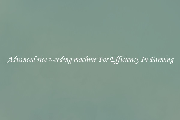 Advanced rice weeding machine For Efficiency In Farming